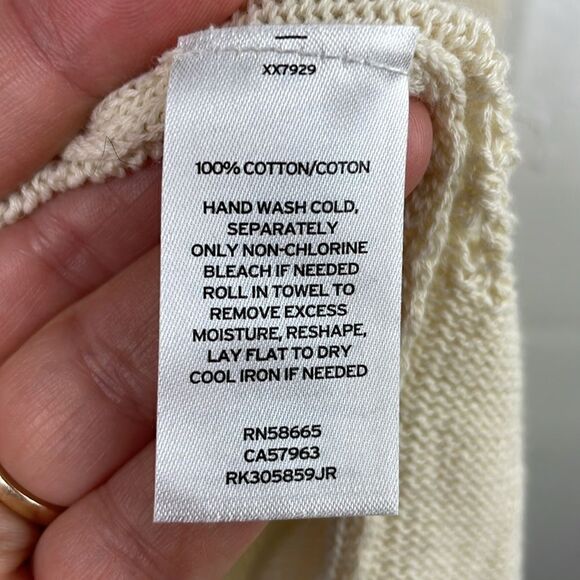 Wild Pearl Open Cardigan with fringe boho cotton crochet design Large cream - Picture 12 of 14